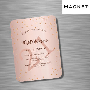 Birthday rose gold stars age luxury invitation magnet