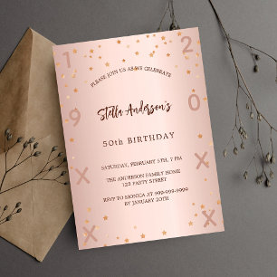 Birthday rose gold stars elegant invitation