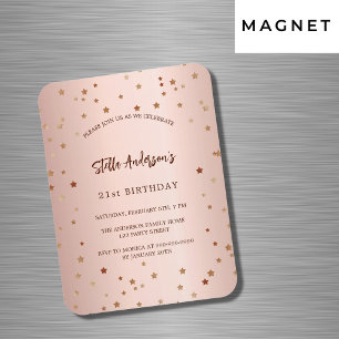Birthday rose gold stars simple luxury invitation magnet