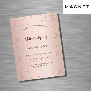 Birthday rose gold stars year luxury magnetic invitation