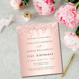 Birthday rose gold two persons budget invitation