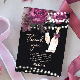 Birthday Rose Wine Luxury Thank You Card