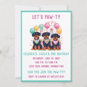 Birthday Rottweiler Dogs At A Carnival Invitation