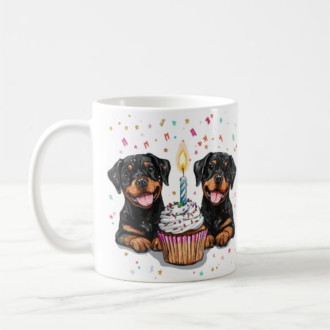 Birthday Rottweiler Dogs Coffee Mug (Left)