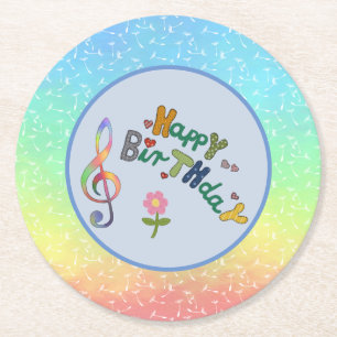 birthday  round paper coaster