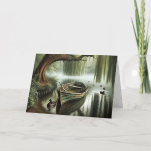 Birthday Rowboat Under a Weeping Willow Card