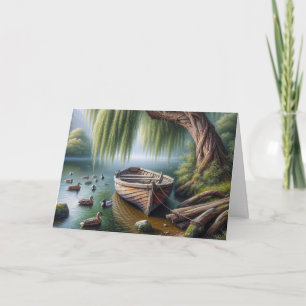 Birthday Rowboat Under a Weeping Willow Card