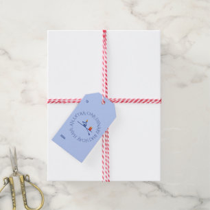 Birthday rower custom text blue gift tags