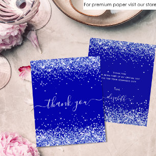 Birthday royal blue thank you card