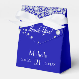 Birthday royal blue white name favour box