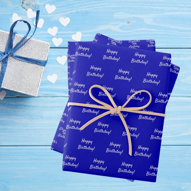 Birthday royal blue white wrapping paper sheet (Creator Uploaded)