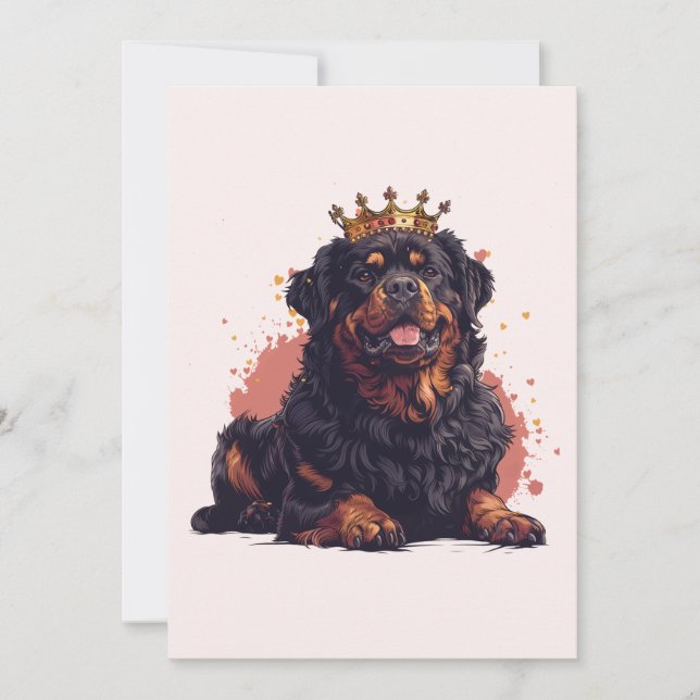 Birthday Royal Rottweiler Dog Queen Crown Invitation (Front)