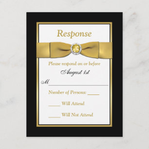 Birthday   RSVP   PRINTED RIBBON   Black and Gold Card