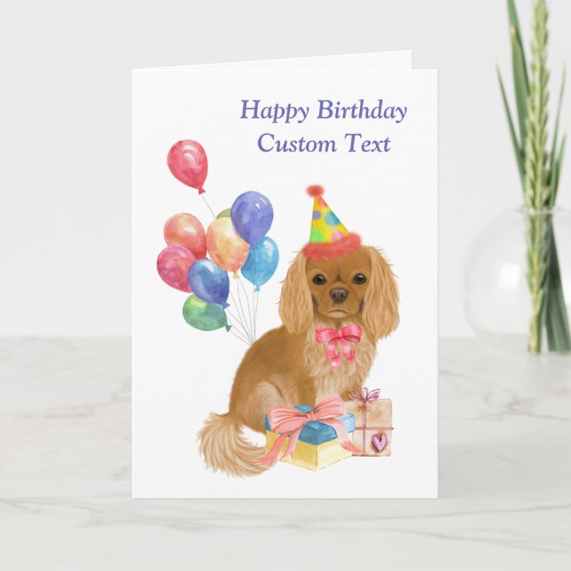 Birthday Ruby Cavalier King Charles Spaniel   Card (Front)