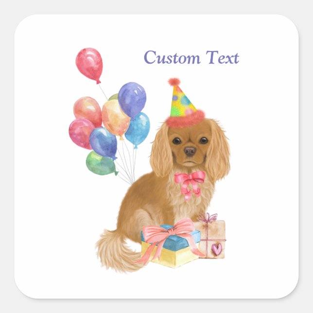 Birthday Ruby Cavalier King Charles Spaniel   Square Sticker (Front)