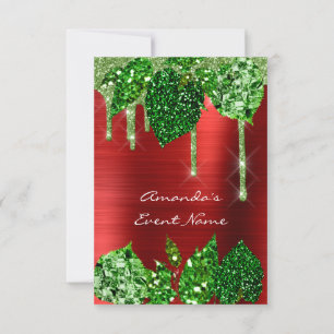 Birthday Rustic Woodland  Red Green Drips Leafs Invitation