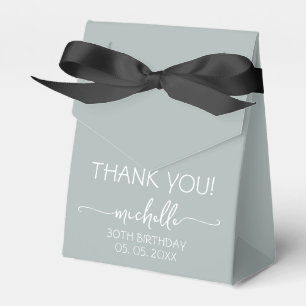 Birthday Sage Green Monogram Name Script Thank You Favour Box