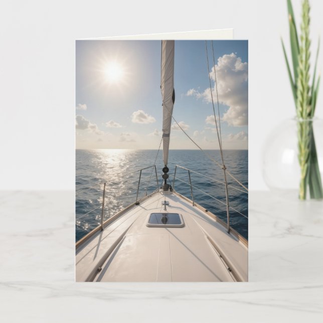 Birthday Sailboat On Calm Ocean Water Card (Front)