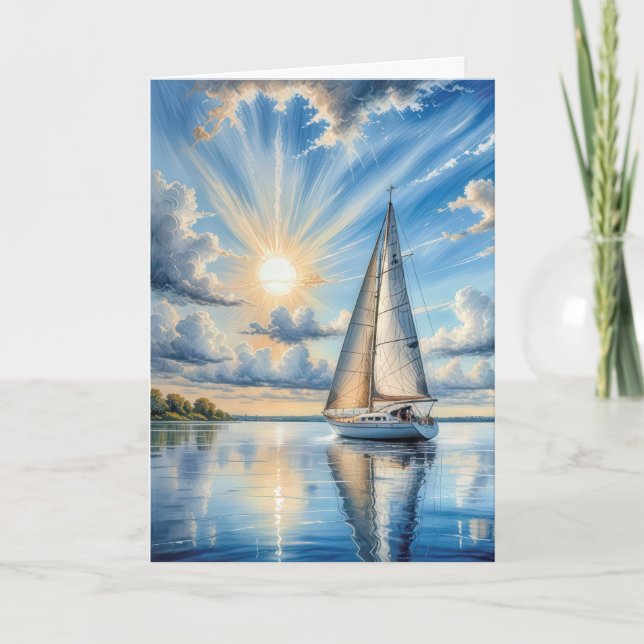 Birthday Sailboat Sailing In Sunshine Card (Front)
