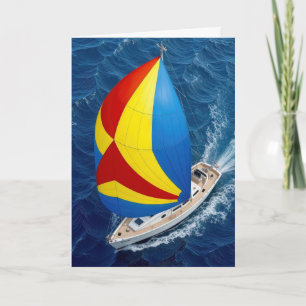 Birthday Sailing Yacht On High Seas  Card