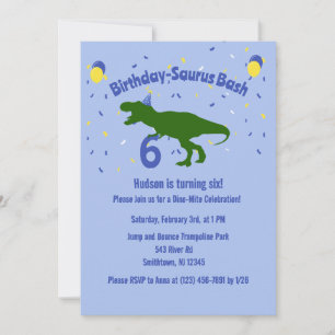 "Birthday-Saurus" Child's Dinosaur Birthday Party Invitation