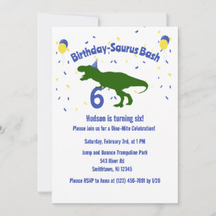 "Birthday-Saurus" Child's Dinosaur Birthday Party Invitation