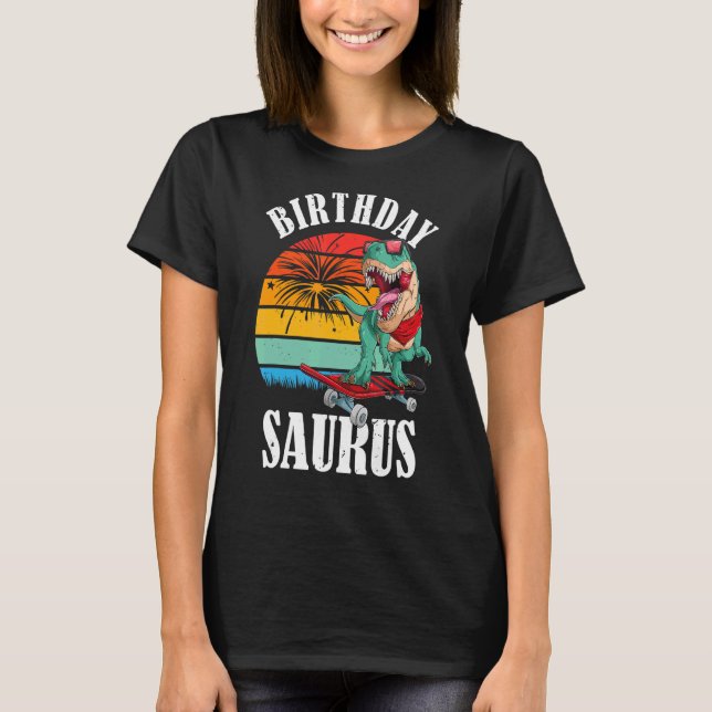 Birthday Saurus Festive Dinosaur T-Shirt (Front)