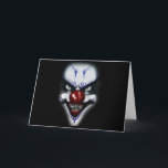 Birthday Scary Clown Card<br><div class="desc">A very scary evil clown with blue decorations on his face and sharp teeth.</div>
