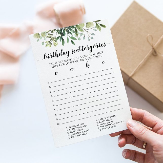 Birthday Scattergories editable game Card (Creator Uploaded)