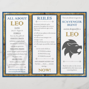 Birthday Scavenger Hunt List: Zodiac Leo Flyer