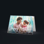 Birthday Script Overlay Photo Card for Dad<br><div class="desc">Affordable custom printed birthday card for daddy personalised with your photos and text. This minimalist design features stylish calligraphy script Happy Birthday lettering over your photo. Add your personalised greeting on the inside. Use the design tools to change the background colour, add more photos, edit the text and customise the...</div>