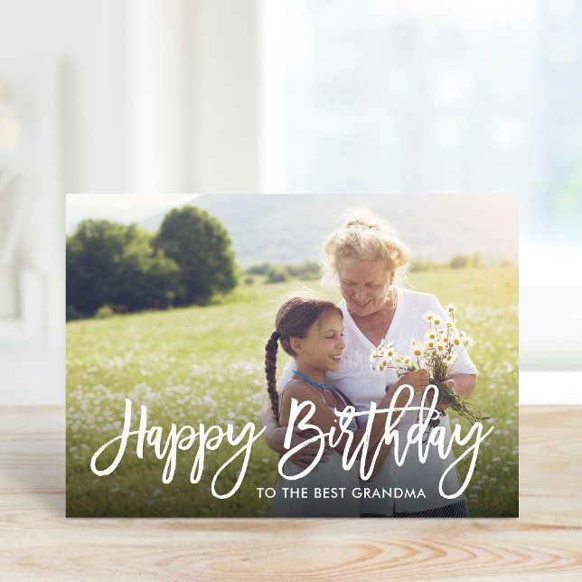 Birthday Script Overlay Photo Card for Grandma (Creator Uploaded)