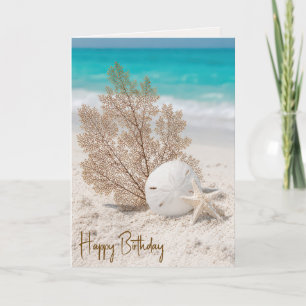 Birthday Sea Fan With Sand Dollar and Starfish Card