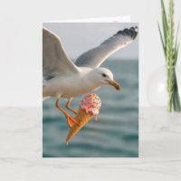 Birthday Seagull Eating an Ice Cream Cone