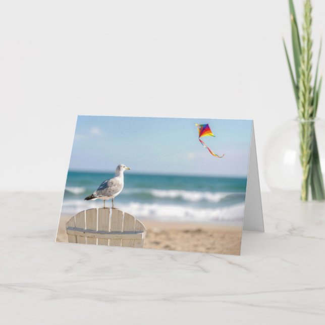 Birthday Seagull Flying a Kite Card (Front)