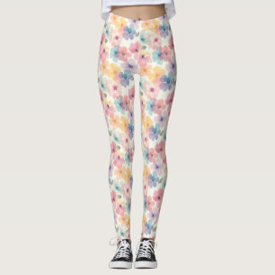 Birthday Seamless Floral In Pink, Yellow, and Blue Leggings