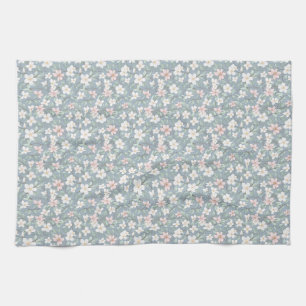 Birthday Seamless Pink, White, and Green Floral Tea Towel
