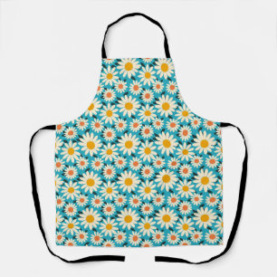 Birthday Seamless White and Orange Daisy Flower Apron