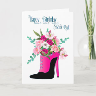 Birthday Secret Pal Flowers  in High Heel Shoe Card