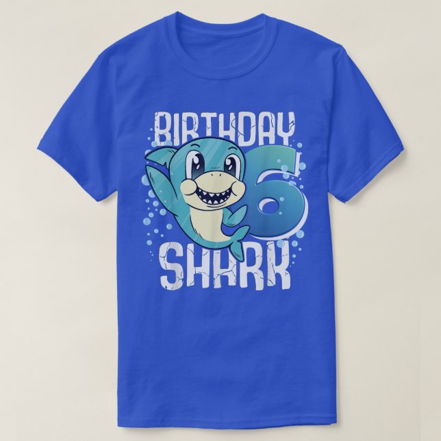 Birthday Shark 6th Birthday Boy Shark 6 Years Shar T-Shirt (Design Front)