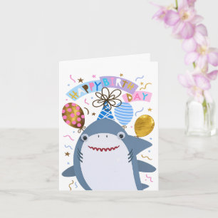 Birthday Shark Themed Celebration Fun Cute Animal Card