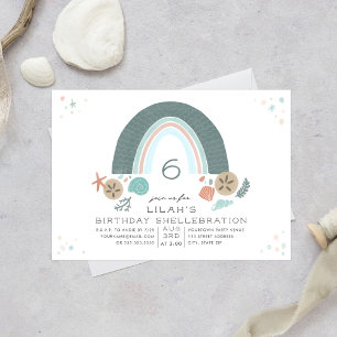 Birthday Shellebration Under the Sea Rainbow Invitation