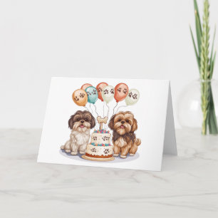 Birthday Shih Tzu Dogs Birthday Cake Card