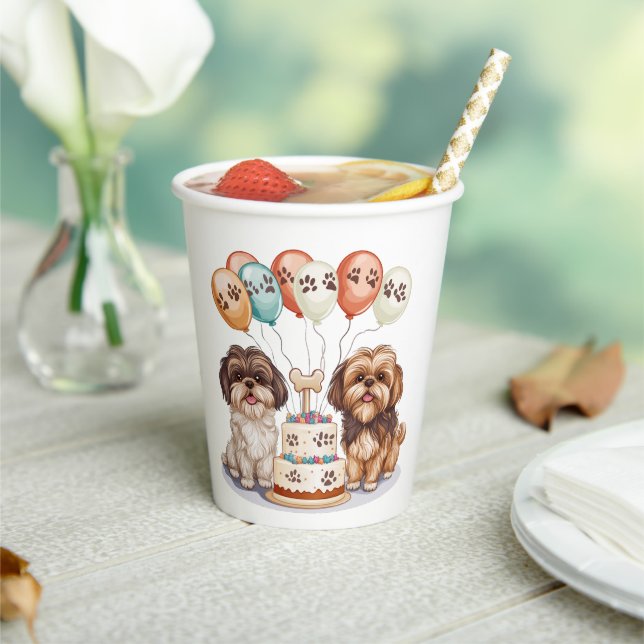 Birthday Shih Tzu Dogs Birthday Cake Paper Cups (Insitu)