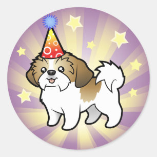 Birthday Shih Tzu (puppy cut) Classic Round Sticker