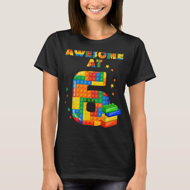 Birthday Shirt For Kids 6 Building Blocks Bricks P (Front)