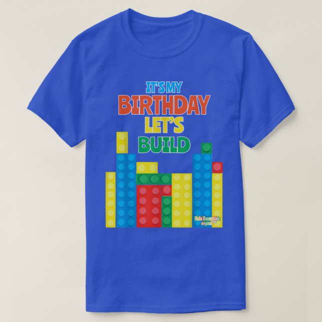 Birthday Shirt For Kids Let's Build Blocks Bricks  (Design Front)