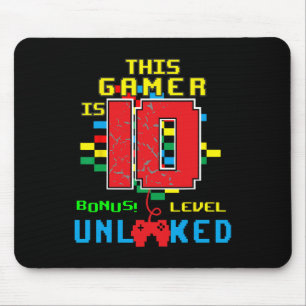 Birthday Shirt Video Game Unlocked Level 10 Year O Mouse Pad
