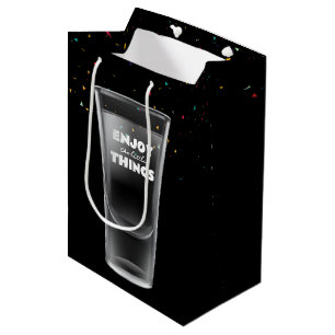 Birthday Shot Glass With Text and Confetti Medium Gift Bag