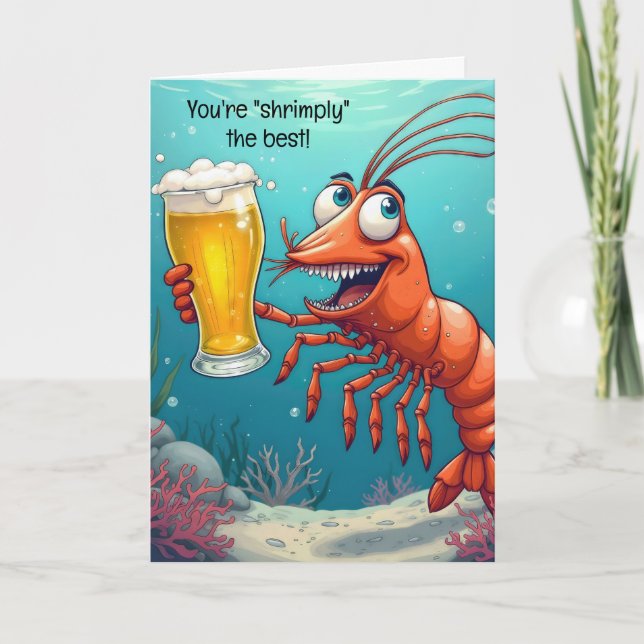 Birthday Shrimp With a Beer Card (Front)